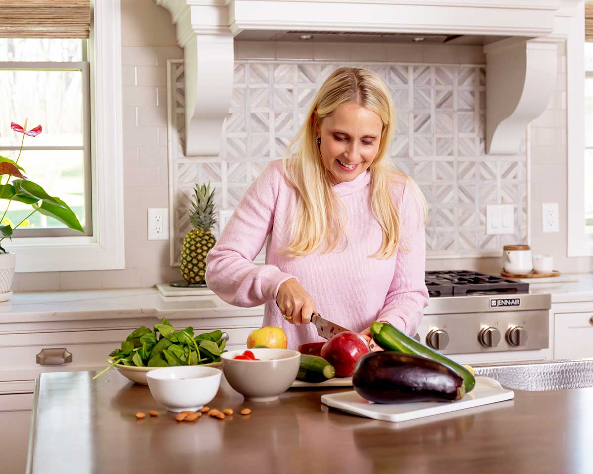 Amy cutting vegetables