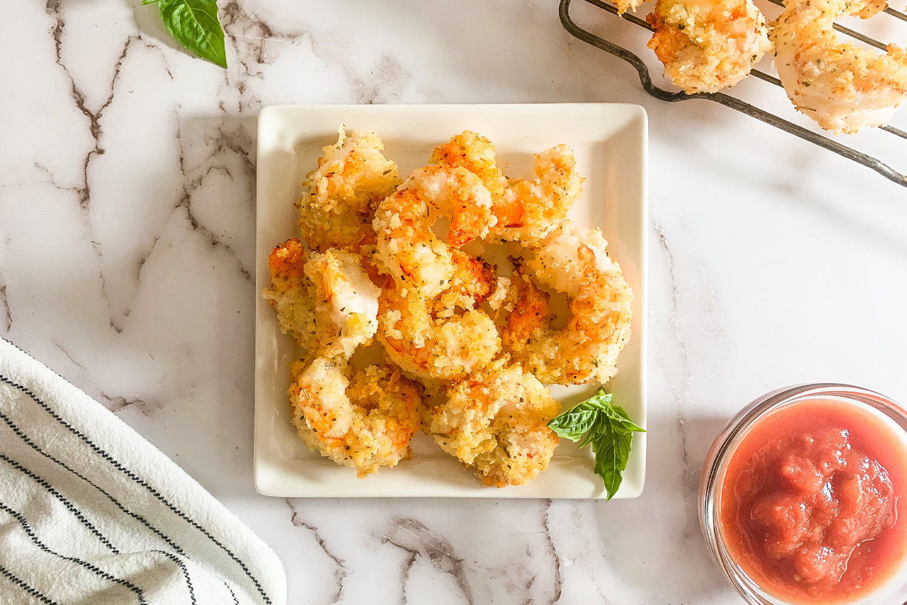 Hungry Girl's Crispy Air-Fryer Garlic Parmesan Shrimp Recipe